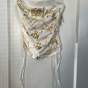 Rocawear White and Gold Graphic Tee